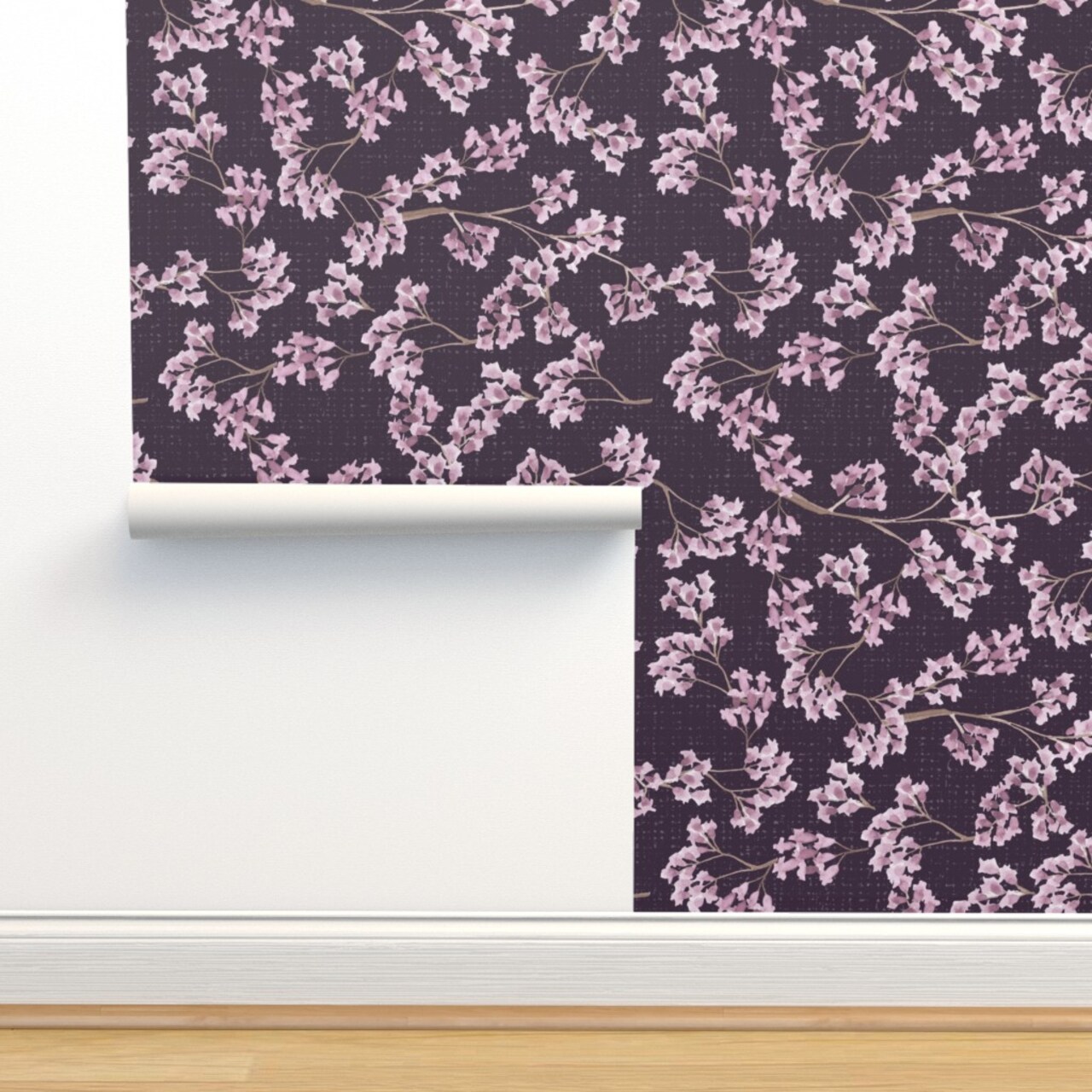 Moody Floral Botanical Nature Flowers Trees Plants Purple Jacaranda Poisonous Custom Removable Wallpaper by Spoonflower Peel & Stick Wallpaper 2FT Wide